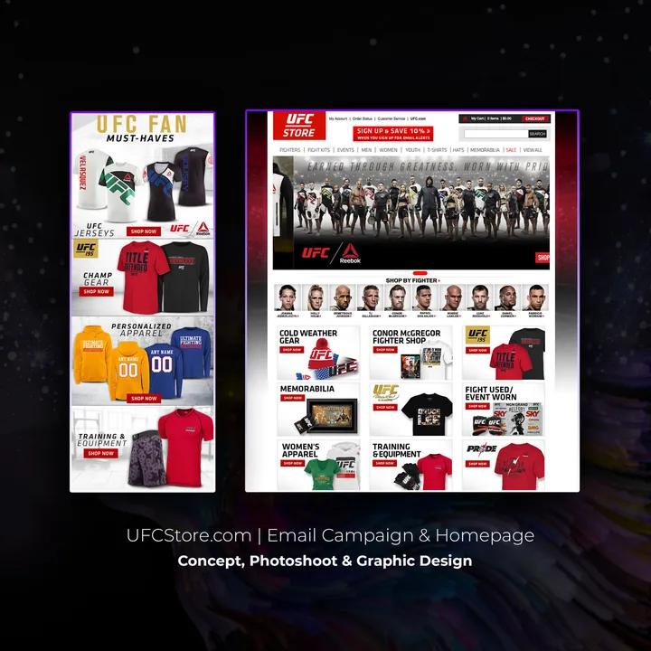 UFCStore.com: email campaign and homepage